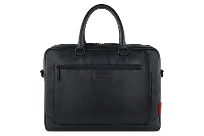 Портфель мужской BUGATTI Clark, чёрный, воловья кожа/полиэстер, 40х9,5х29 см, 10 л