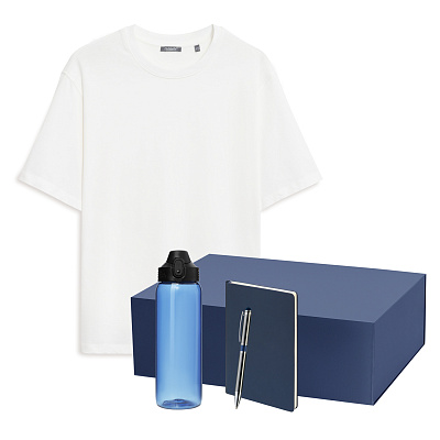 Набор с одеждой RUST NEO (футболка, бутылка, ежедневник, ручка), белый/синий, 3XL/4XL (Синий, белый)