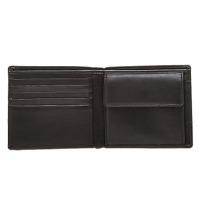 Портмоне BUGATTI Atlanta, чёрное, натуральная воловья кожа, 10,5х1х9 см