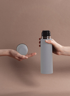 Термос "Крит" 500 мл, покрытие soft touch, серый