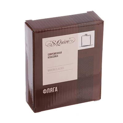 Фляга S.Quire 0,18 л, сталь+искусственная кожа, вставка бело-сине-красная