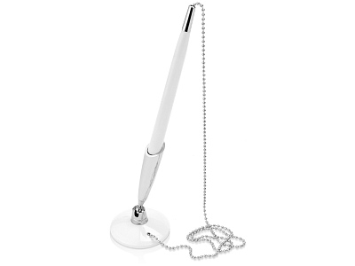 Ручка пластиковая шариковая на подставке Холд (Белый/серебристый)