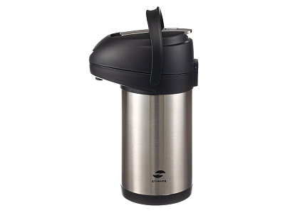 Термос с помпой, 3000 мл (Серебристый, черный)