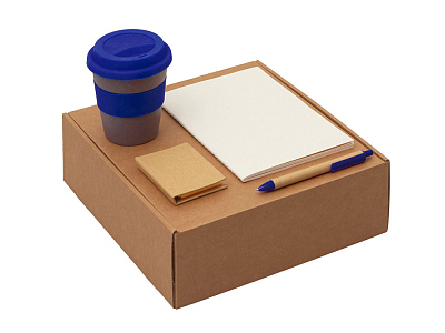 Набор Halm с блокнотом, ручкой и стаканом (Синий, серый)