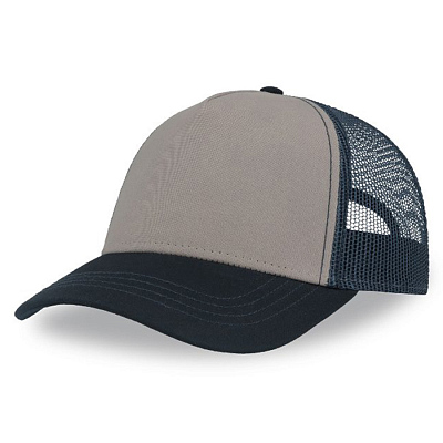 Бейсболка RAPPER CANVAS-S, 5 клиньев, пластиковая застёжка (Серый, темно-синий)