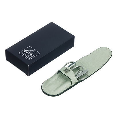 Маникюрный набор Erbe, 4пр. Футляр: натур.кожа, цвет ментоловый