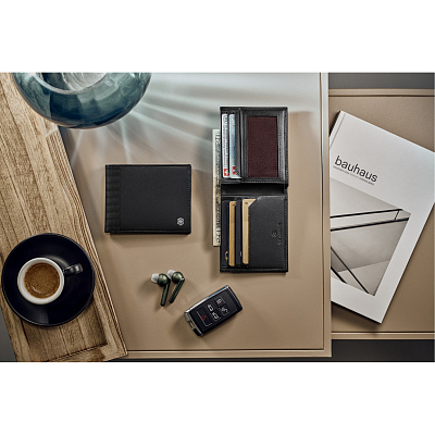 Портмоне VICTORINOX Altius Alox с защитой от сканирования RFID, чёрное, натуральная кожа, 9 x1x11 см