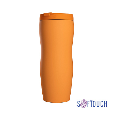 Термостакан "Монтана", покрытие soft touch, 0,4 л., черный  (Оранжевый)