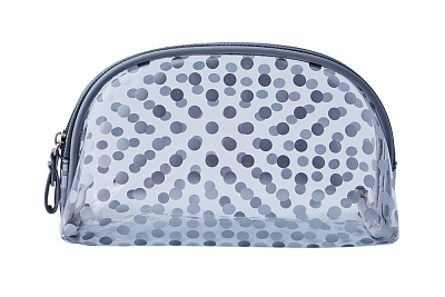 Косметичка Dewal Beauty серия "Горох", серая  19х8,5х11,5см
