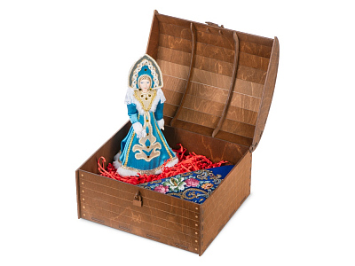 Подарочный набор Новогоднее настроение: кукла-снегурочка, платок (Белый, синий, красный, коричневый)