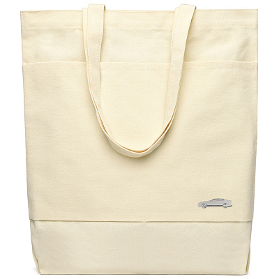 Сумка для покупок JETTA 325 г/м² с шильдом - машина, натуральный (Натуральный/шильд машина (серебро))