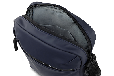 Сумка наплечная BUGATTI Blanc, синяя, тарпаулин/полиэстер, 17х4,5х21 см