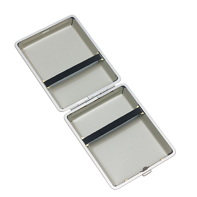 Портсигар S.Quire, сталь+натуральная кожа, чёрный  цвет с рисунком, 74*95*18 мм