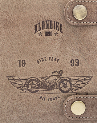 Бумажник KLONDIKE «Tim Bike», натуральная кожа в светло-коричневом цвете, 11,5 х 12,5 х 3 см