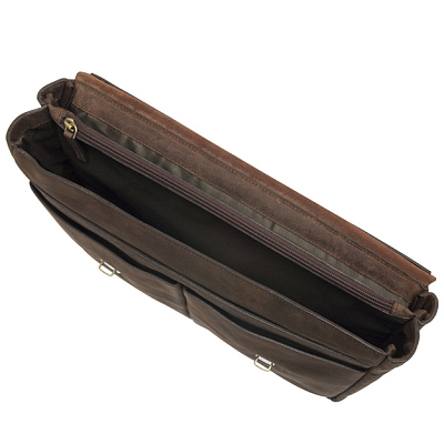 Сумка KLONDIKE «Barry», натуральная кожа в темно-коричневом цвете, 40 х 31 х 10 см