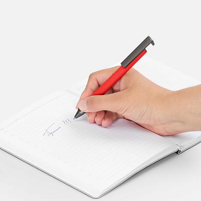 Ручка шариковая Standic с подставкой для телефона, красная