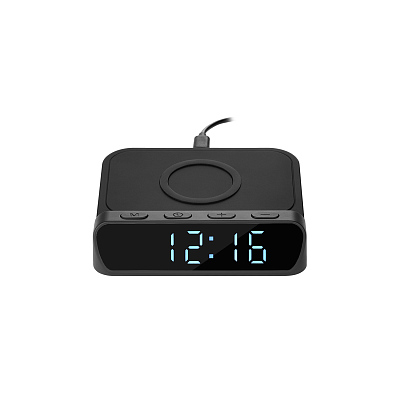 Зарядная станция с часами 15W Ригель (Rigel), черная