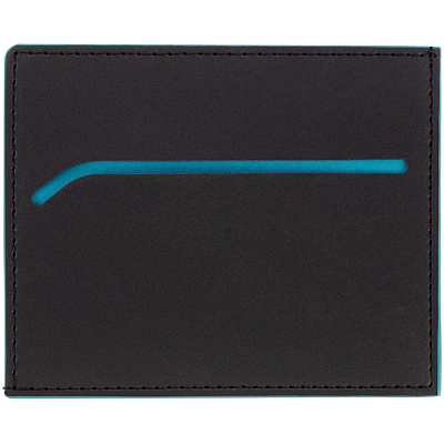 Картхолдер Multimo, черный с бирюзовым (Бирюзовый)