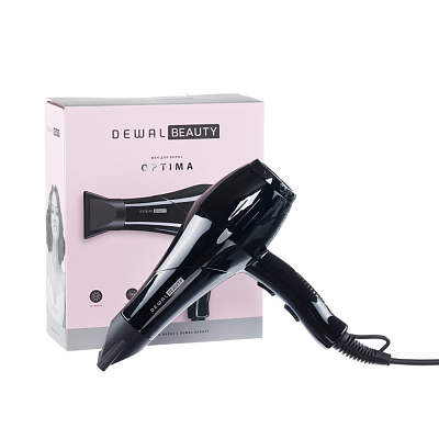 Фен DEWAL BEAUTY Optima Black, черный, 2200 Вт, 1 насадка
