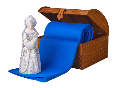 Подарочный набор: кукла фарфоровая, плед флисовый (Синий)