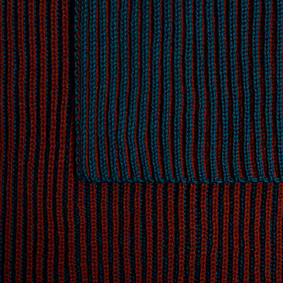 Шарф Nobilis, бирюзовый с терракотовым