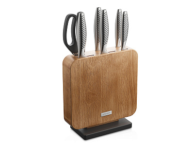 Набор из 5 кухонных ножей, ножниц и блока для ножей VERA (Стальной)