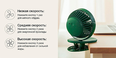 Портативный вентилятор на клипсе Solove F3, голубой