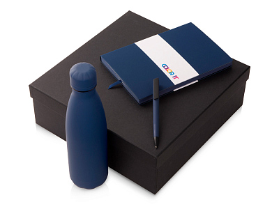 Подарочный набор COLOR IT c блокнотом, ручкой и термобутылкой (Тёмно-синий)