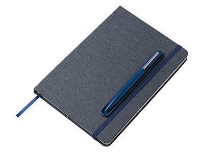 Блокнот А5 NotaBene с металлической шариковой ручкой и подставкой для телефона (Тёмно-синий) Блокнот А5 NotaBene с металлической шариковой ручкой и подставкой для телефона (Тёмно-синий)
