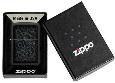 Зажигалка ZIPPO Steampunk с покрытием Black Matte, латунь/сталь, черная, матовая, 38x13x57 мм