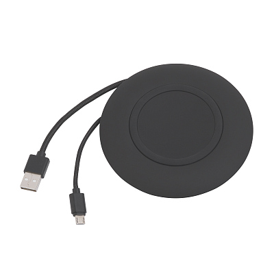 Настольное беспроводное зарядное устройство "Light SOFTTOUCH" с подсветкой логотипа, черный (Чёрный)