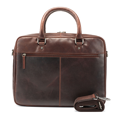 Сумка KLONDIKE DIGGER «Earl», натуральная кожа в темно-коричневом цвете, 29 x 38 x 9 см