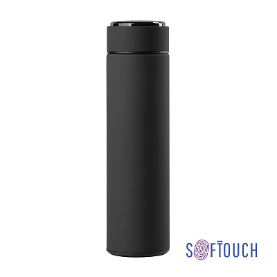 Термос "Бостон next" 500 мл с индикацией температуры, soft touch, сменная батарейка, черный (Чёрный)