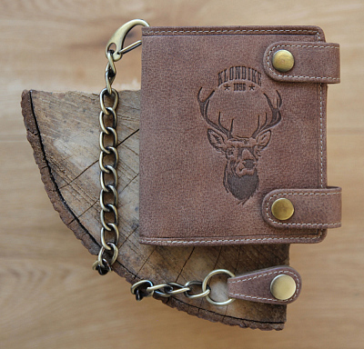 Бумажник KLONDIKE «Tim Deer», натуральная кожа в светло-коричневом цвете, 11,5 х 12,5 х 3 см