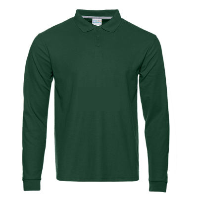 Рубашка поло унисекс STAN длинный рукав хлопок/полиэстер 185, 104S (Тёмно-зелёный)