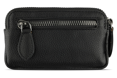 Ключница BUGATTI Bella, чёрная, воловья кожа/полиэстер, 12х1,5х7 см