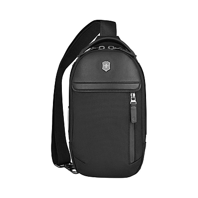 Рюкзак на одно плечо VICTORINOX Architecture Urban2 Sling Bag , полиэстер/кожа, 17x8x28 см, 4 л (Черный)