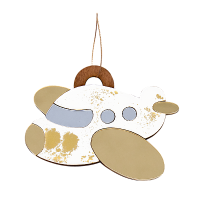 Ёлочная игрушка Самолетик (белый с золотым ) (Белый с золотым)