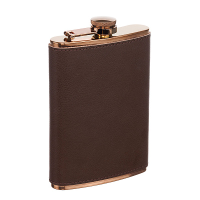 Фляга S.Quire 0,24 л сталь+кожа спилок коричневая