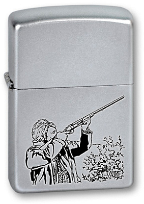 Зажигалка ZIPPO Hunter с покрытием Satin Chrome™, латунь/сталь, серебристая, матовая, 38x13x57 мм (Серебристый)