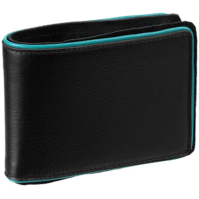 Кошелек Partinico, черный с бирюзовым (Бирюзовый)