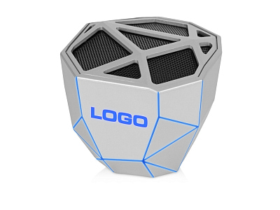 Портативная колонка Geo, синяя подсветка (Серебристый)