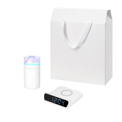 Подарочный набор Crystal, Rigel  (увлажнитель воздуха, зарядное устройство) (Белый)