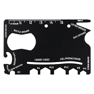 Мультитул Tools Capture в виде карточки, стальной, в чехле из кожзама, черный (Чёрный)