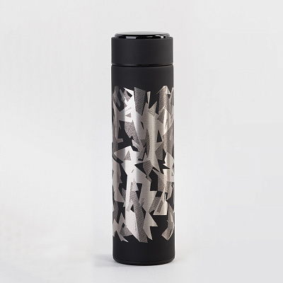 Термос "Бостон next" 500 мл с индикацией температуры, soft touch, сменная батарейка, черный (Чёрный)