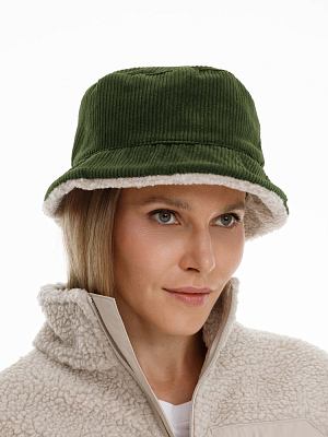 Панама Bucket двусторонняя утепленная, хаки с бежевым