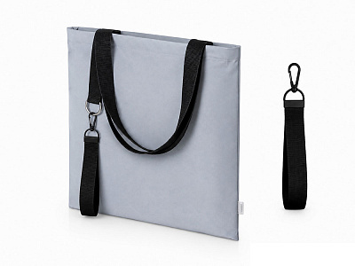 Светоотражающая сумка для шопинга Neo Reflector с ремувкой под нанесение (Серый светоотражающий, черный)