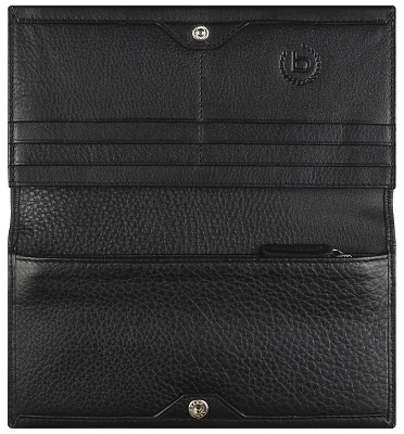 Кошелёк женский BUGATTI Lady Top, чёрный, натуральная воловья кожа, 19,5х2х10 см