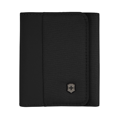 Бумажник VICTORINOX Travel Essentials Tri-Fold Wallet, чёрный, полиэстер, 9x2x10 см (Черный)