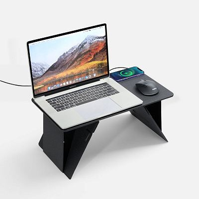 Складной стол для ноутбука с беспроводной зарядкой Kickstand Table  (Серый)